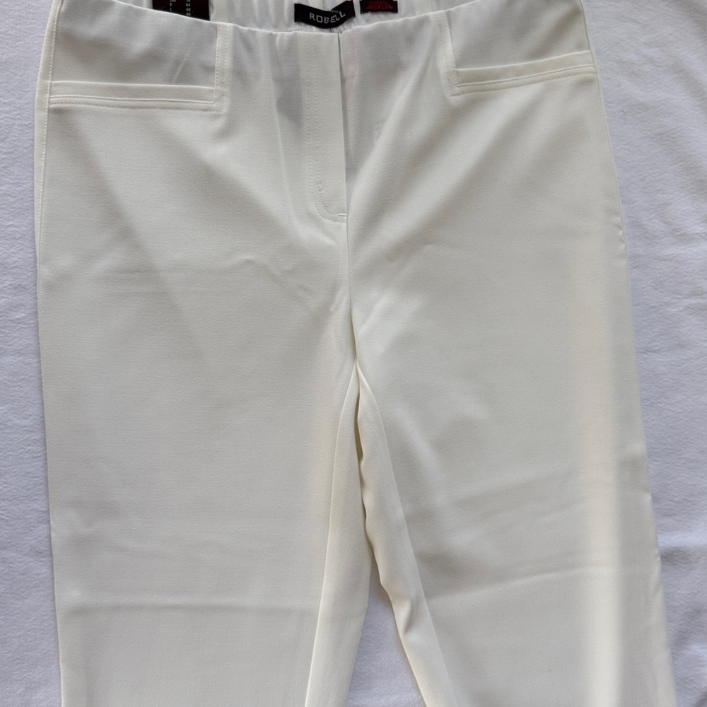 Robell Cream Slim Fit Pants, 29 1/2” inseam